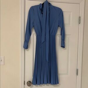 Elegant Blue Pleated Dress